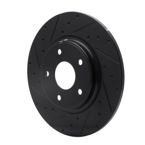 Chrysler Town & Country Brake Rotor (1) - Rear Left - R1 Concepts - Drilled & Slotted - Black - `12-`20